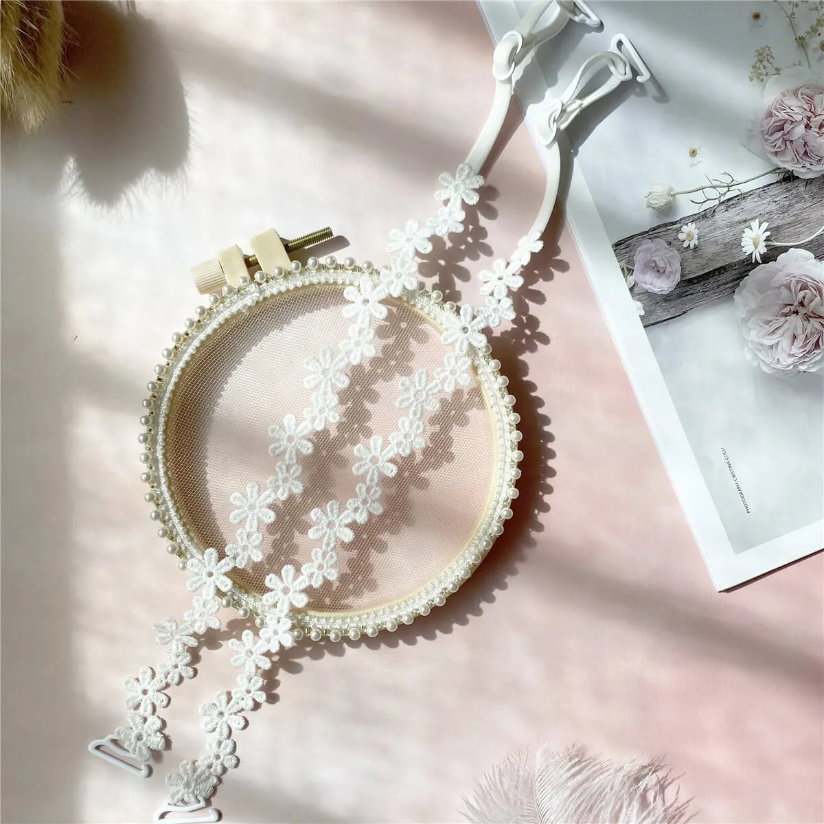 White Small Flower Thin Bra Straps