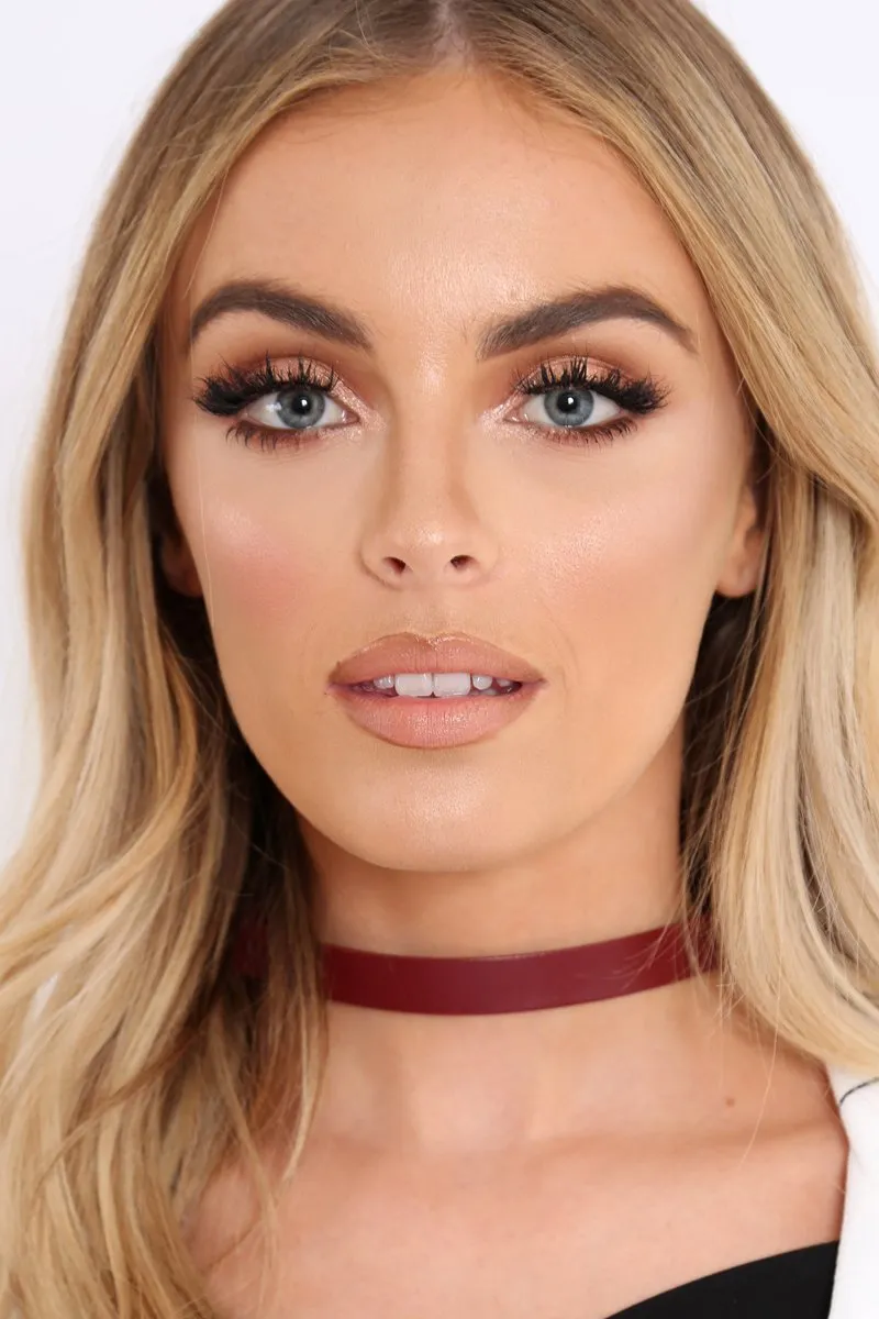 Wine PU Thin Choker - Esra