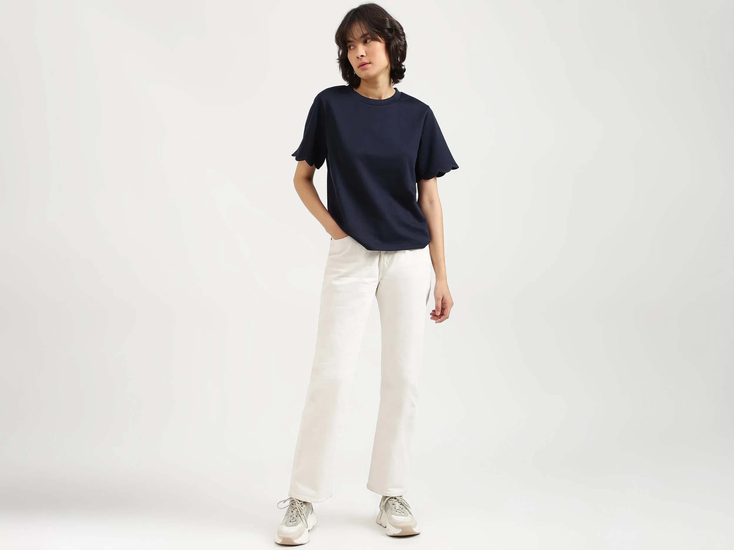 Women Navy Blue Solid Top