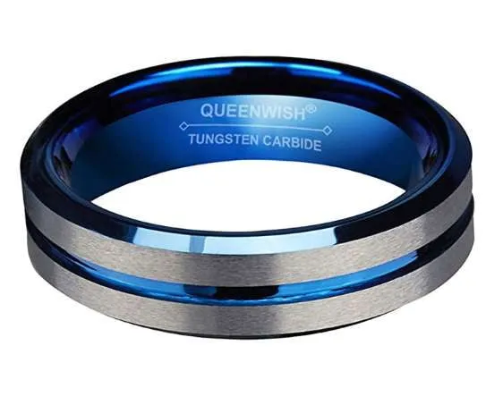 Women's Thin Blue Line Ring - Pure Tungsten Carbide!