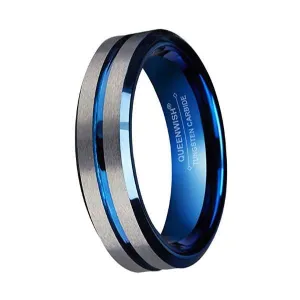 Women's Thin Blue Line Ring - Pure Tungsten Carbide!
