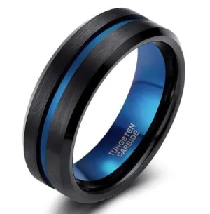 Women's Thin Blue Line Ring - Pure Tungsten Carbide!