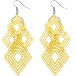 Yellow Diamond Shaped Dangle Earrings